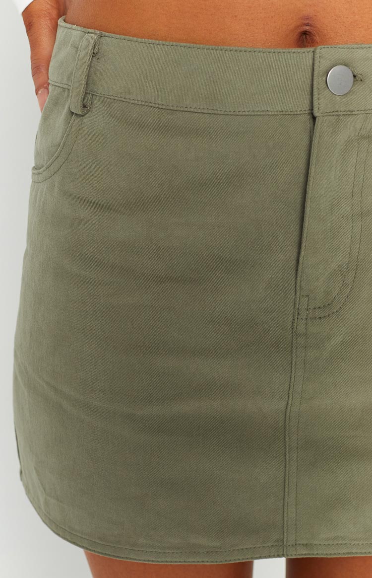 Alaia Khaki Low Rise Mini Skirt