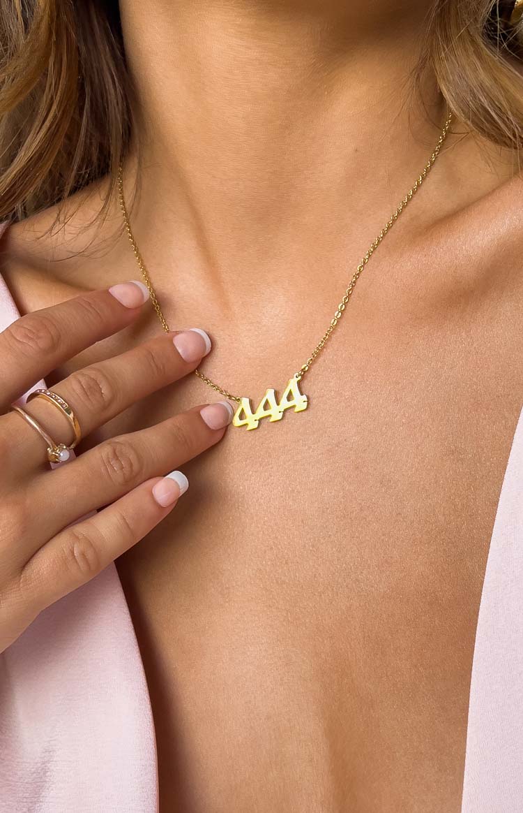 444 Gold Angel Number Necklace