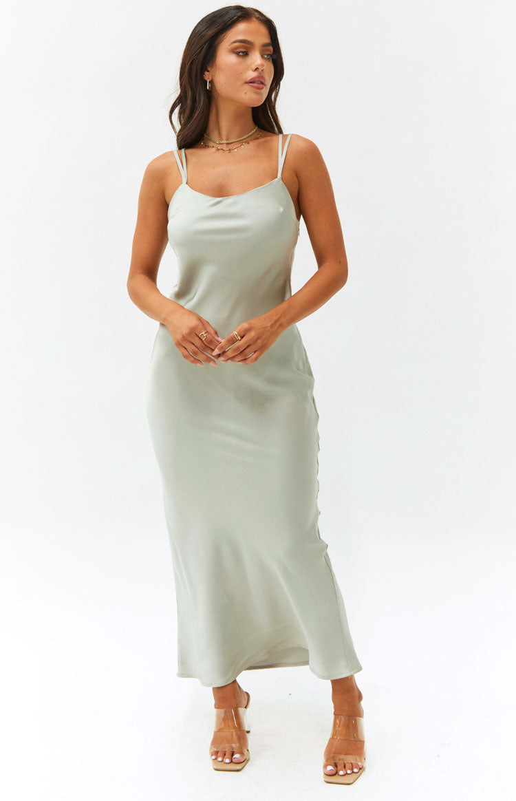 Tedra Sage Formal Maxi Dress