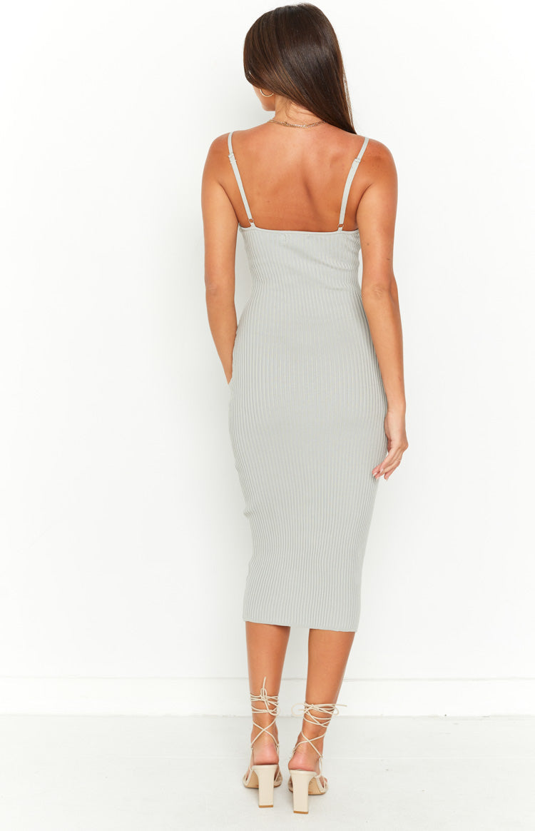Codie Grey Rib Knit Midi Dress
