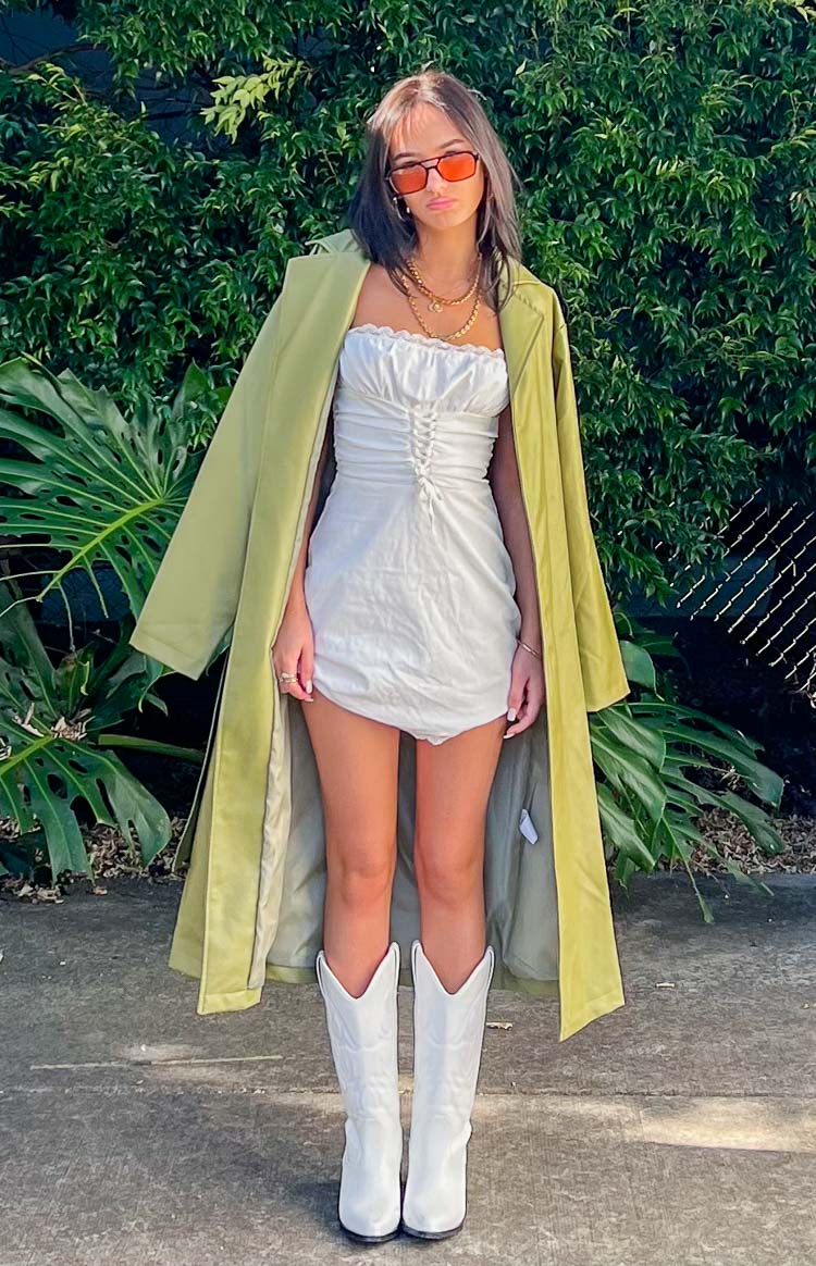 Kalessa Green PU Trench Jacket