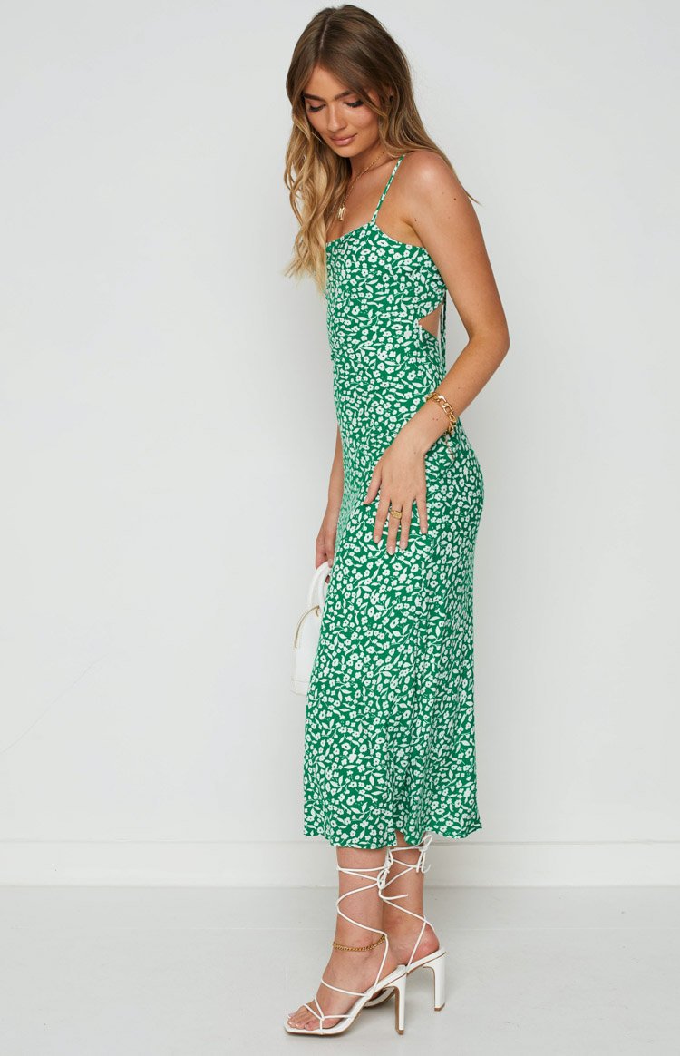 Delphine Green Floral Midi Dress