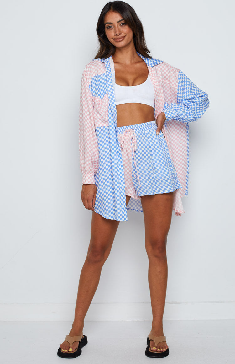 Jamelle Pink Check Shorts