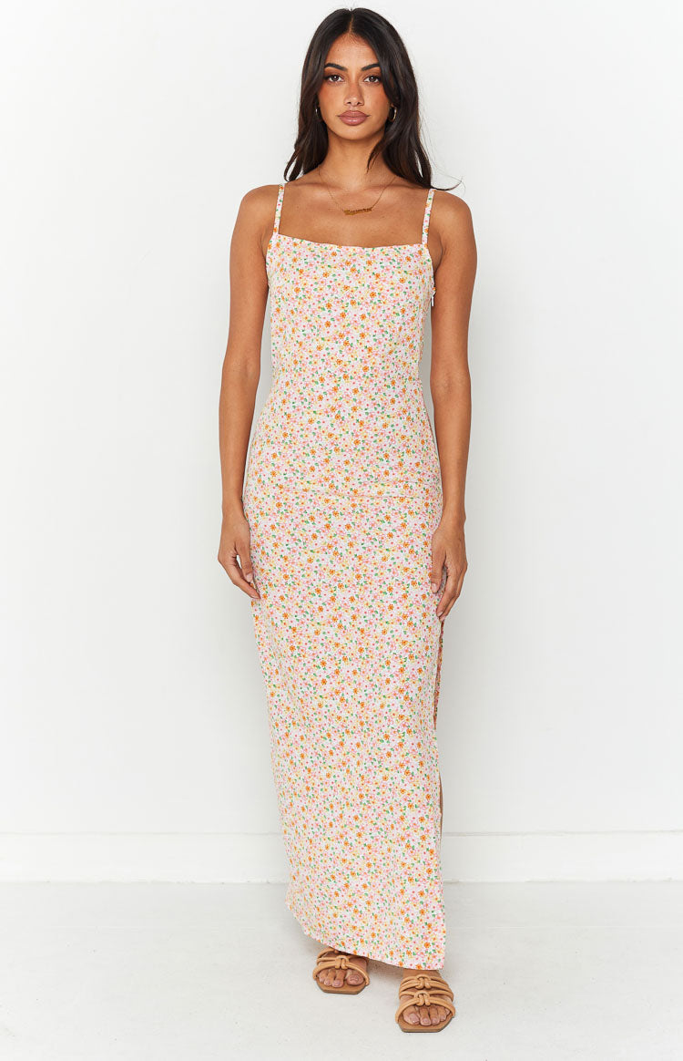 Chrissy Pink Floral Maxi Slip Dress
