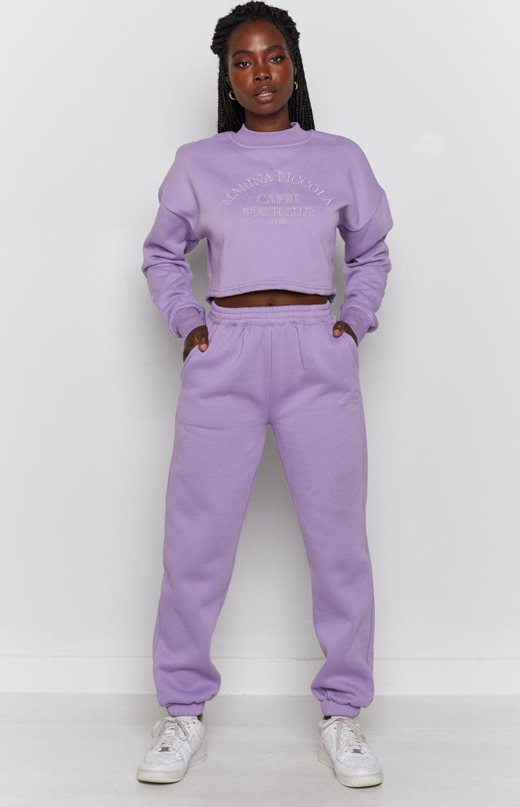 Capri Beach Cropped Crew Lilac