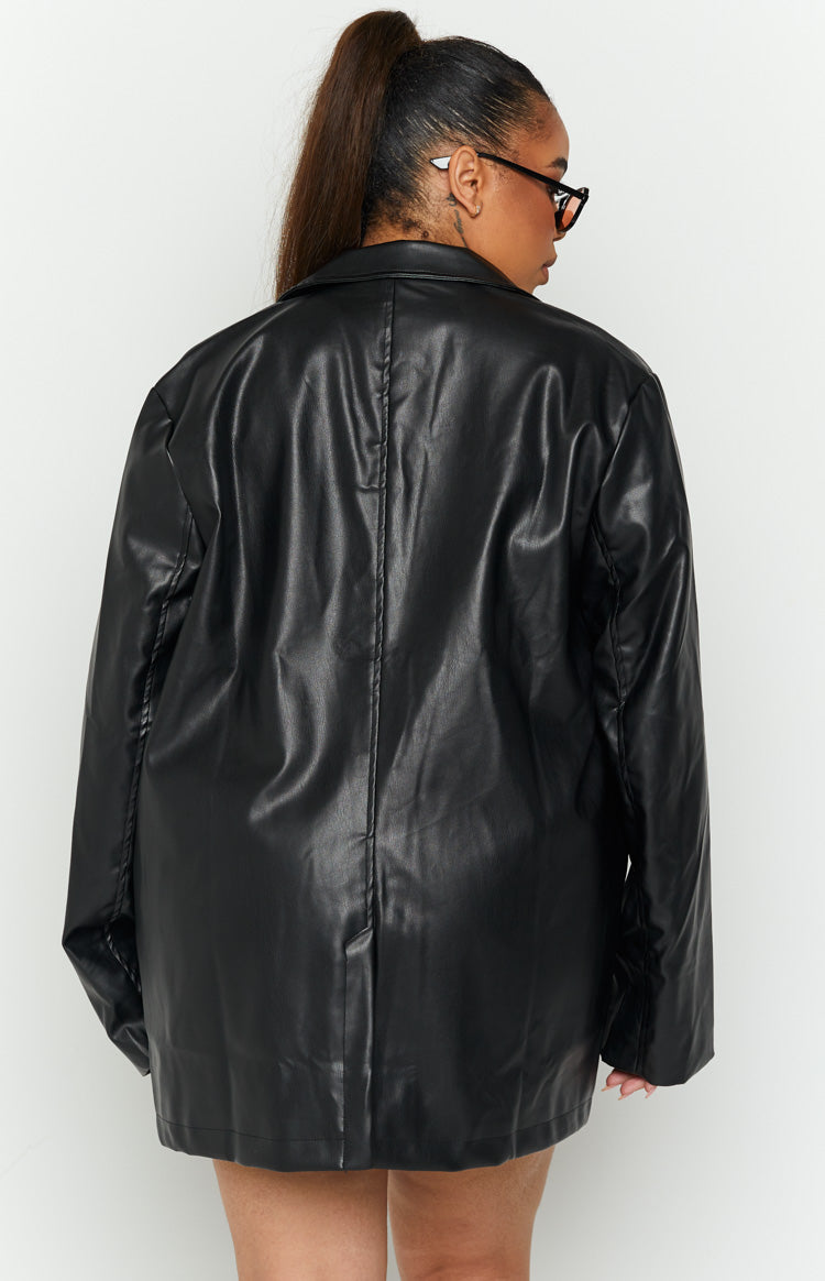 Galantis Black PU Blazer