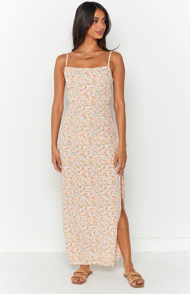 Chrissy Pink Floral Maxi Slip Dress