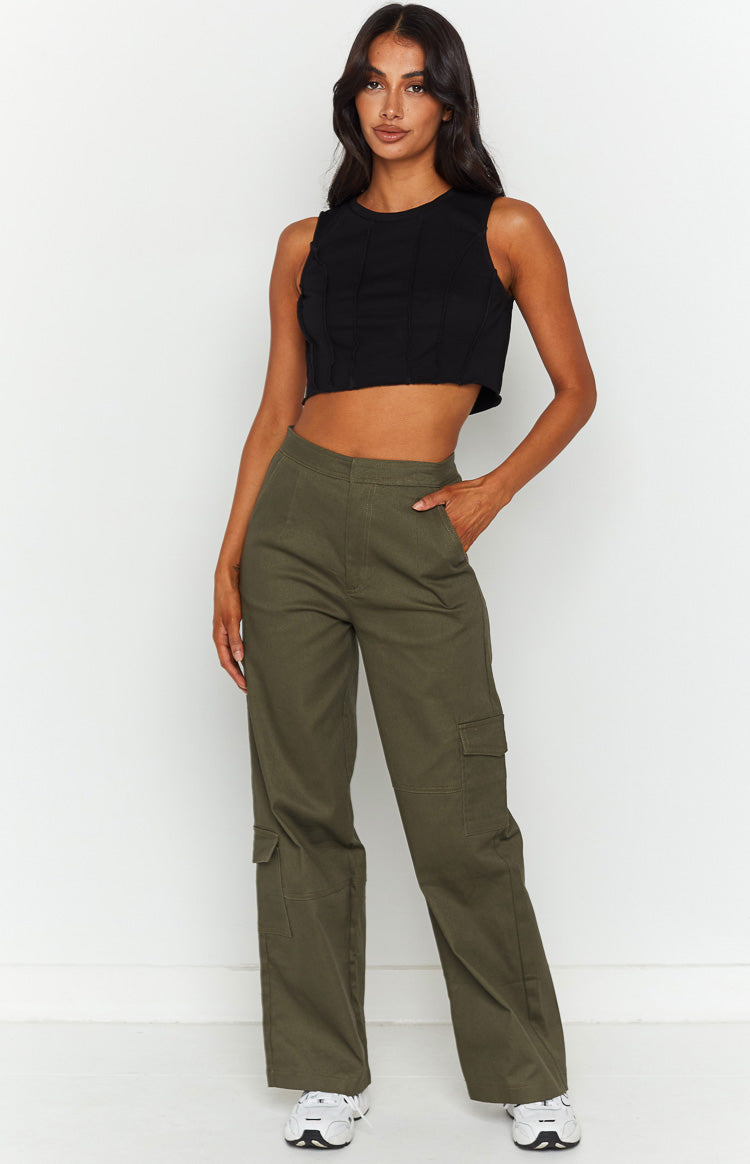 Xandra Black Crop Tank Top