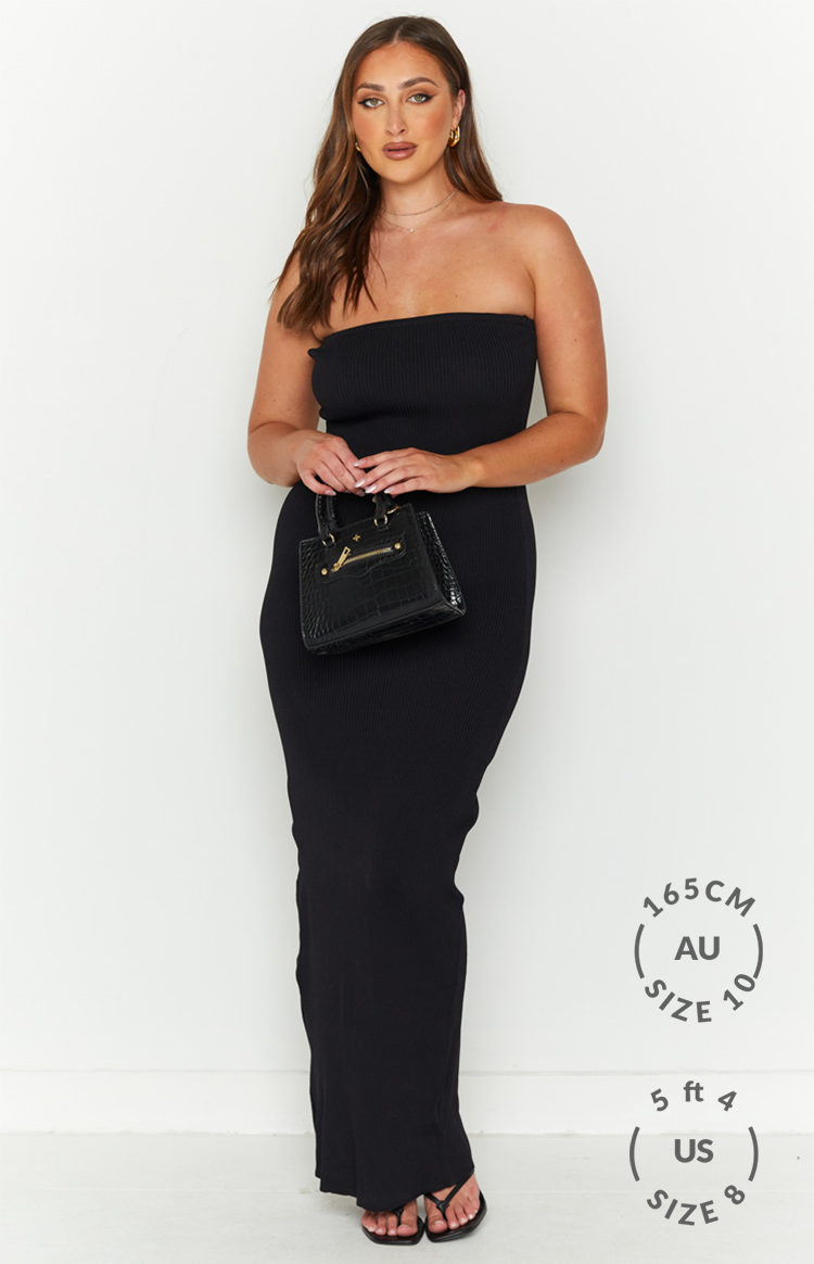 Ava Black Strapless Knit Maxi Dress