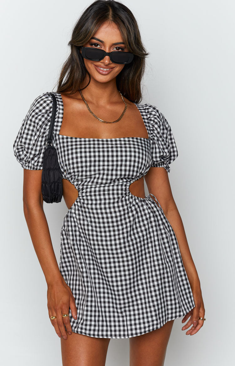 Penelope Mini Dress Mono Gingham