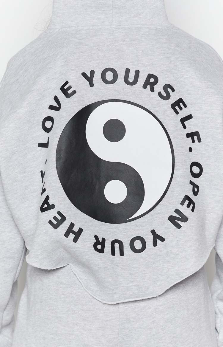 Yin Yang Hoodie Grey Marle
