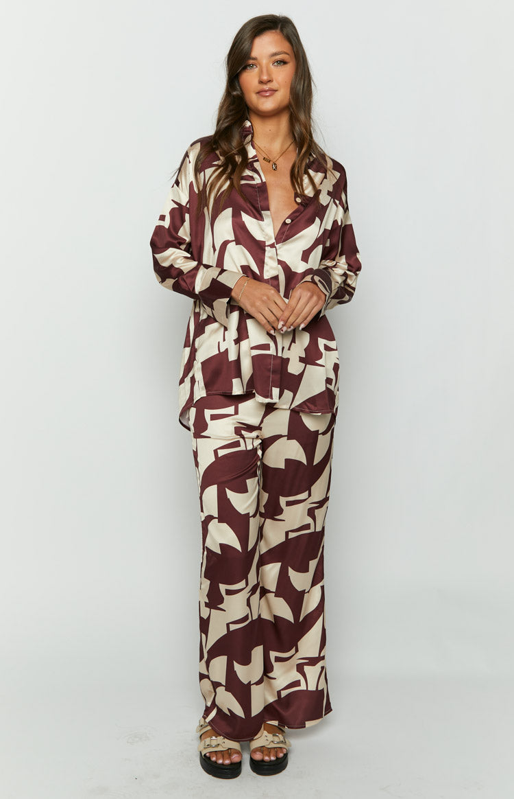 Journee Brown Print Shirt