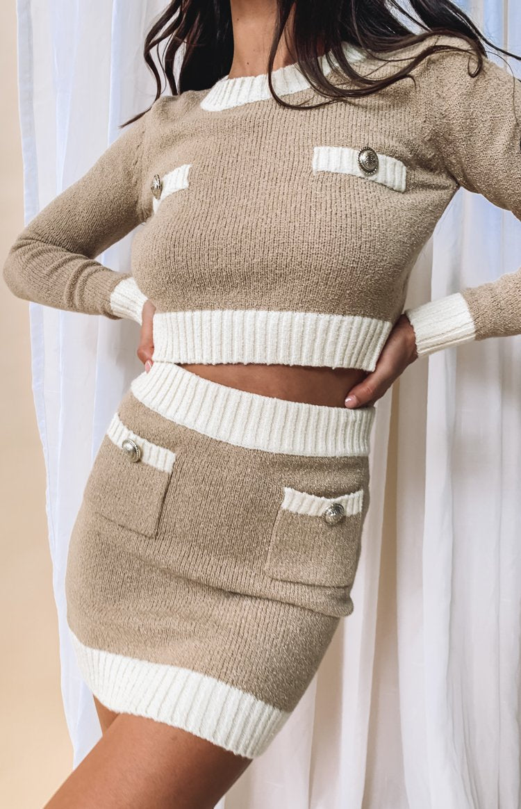 May Knit Mini Skirt Nude