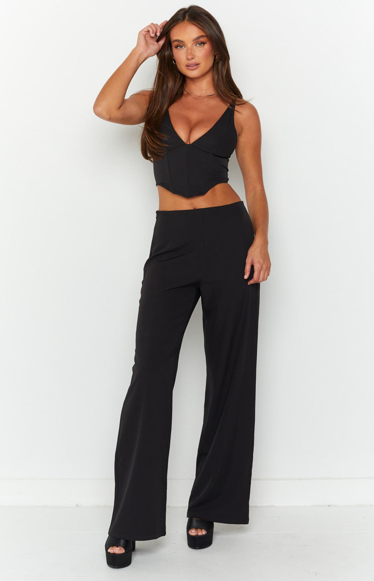 Tasha Black Mid Rise Pant