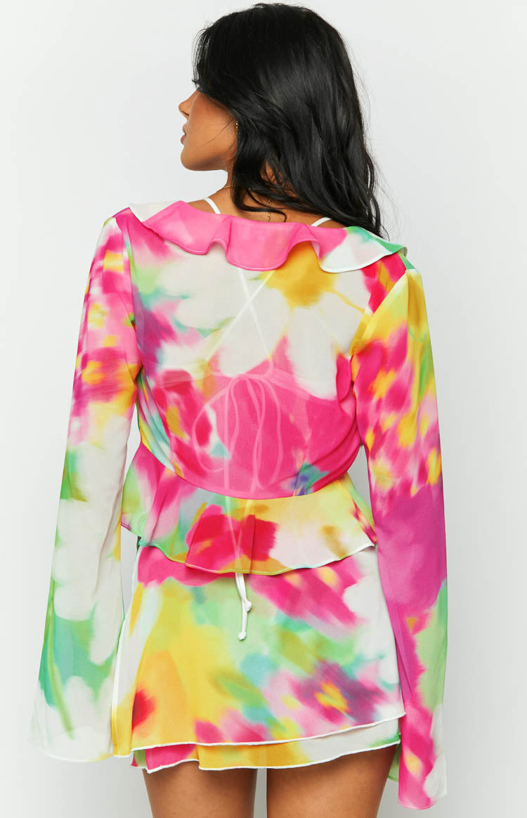 Kazan Floral Print Frill Top