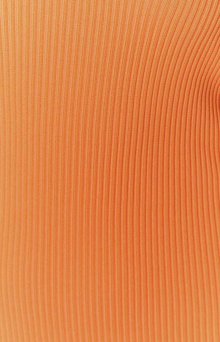 Rebecca Orange Strapless Knit Midi Dress