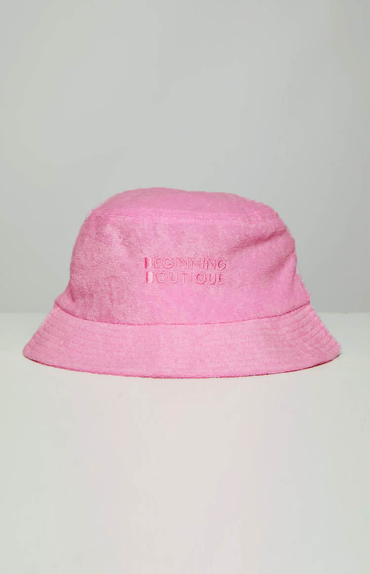Beginning Pink Terry Towel Bucket Hat