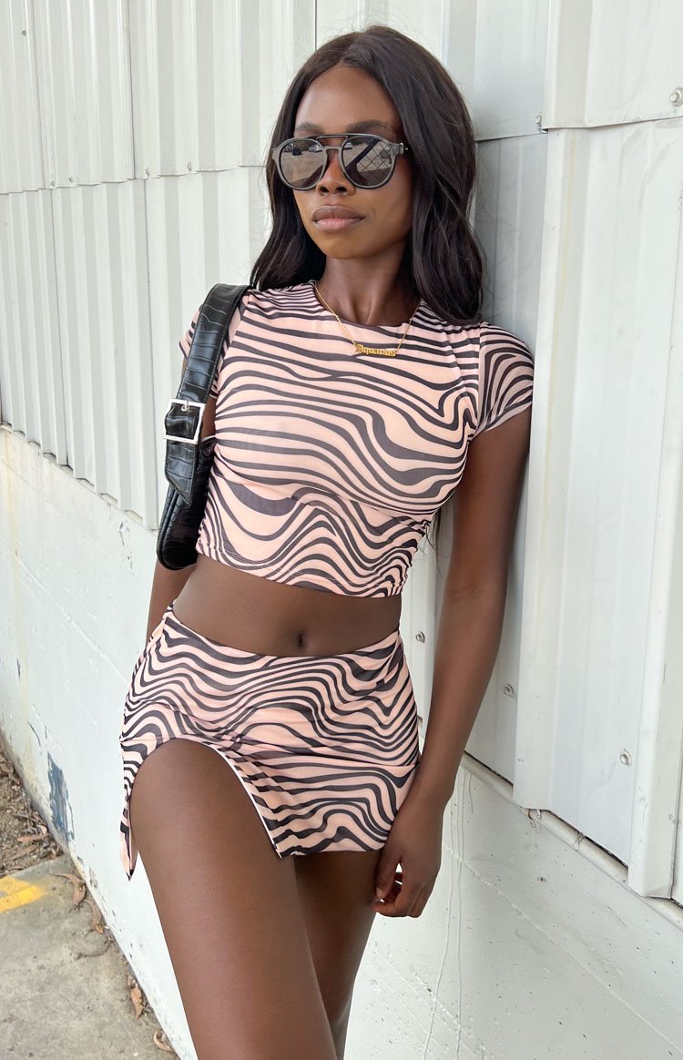 Rosalie Beige Mini Skirt