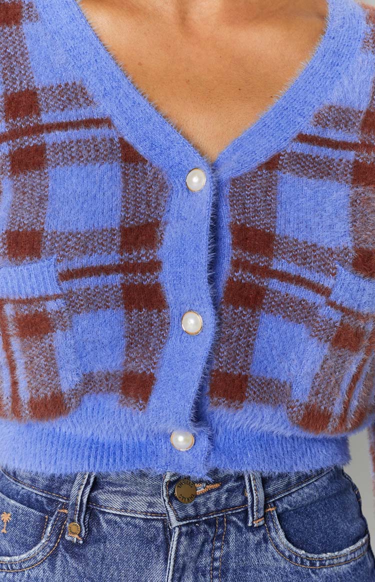 Hannah Checked Cardigan Blue