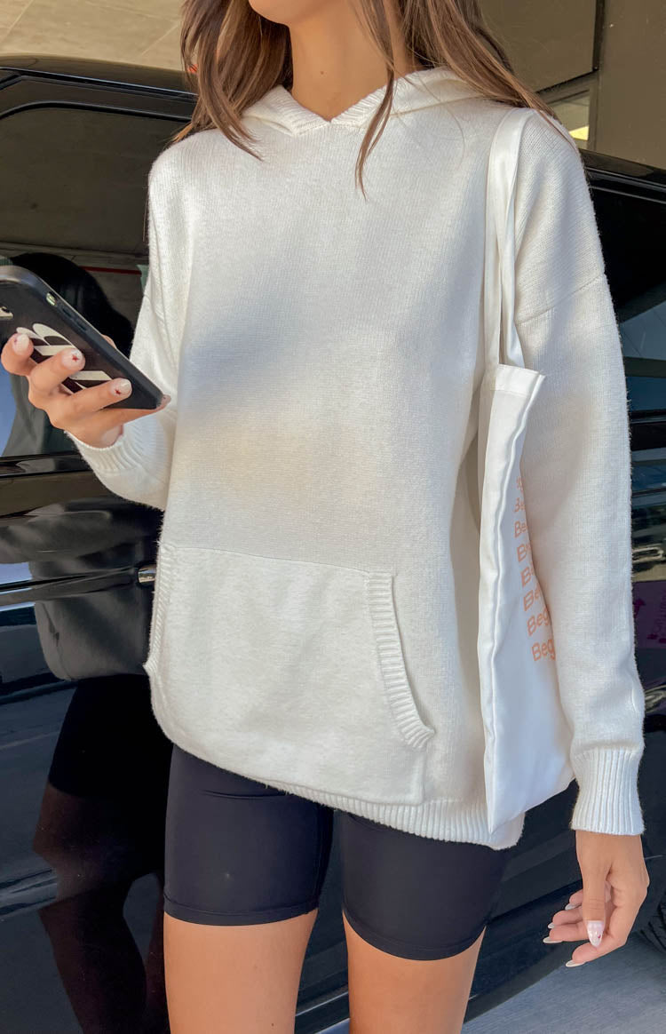 Story of Me White Knitted Hoodie