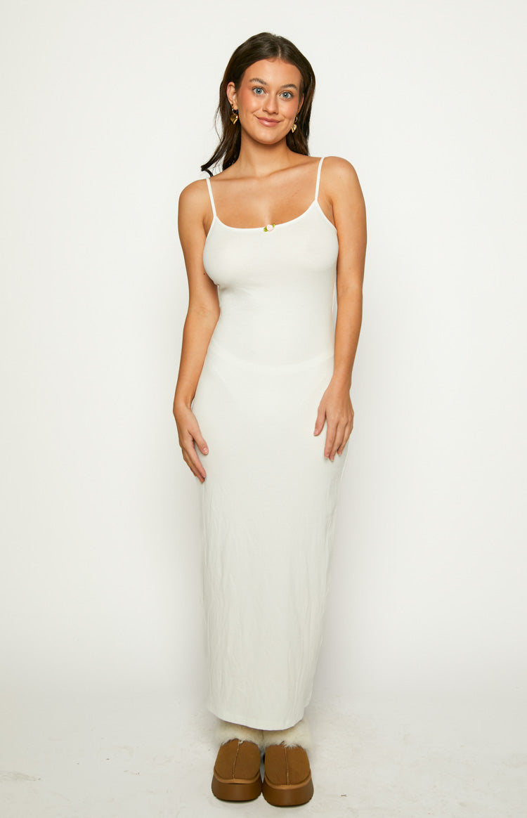 Harmony White Rose Maxi Dress