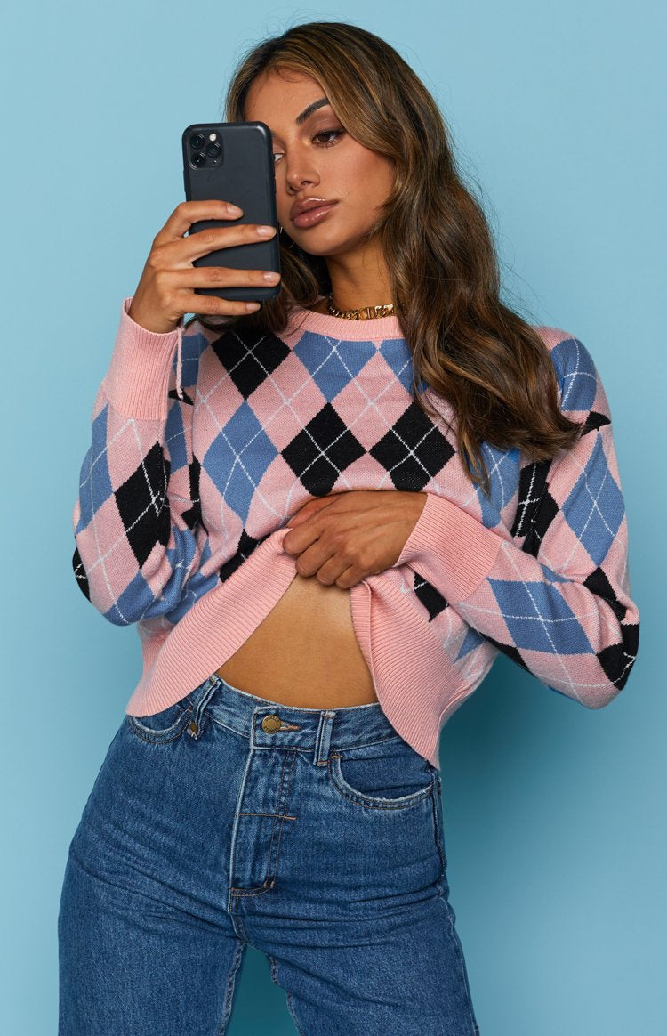 Raelyn Check Jumper Pink