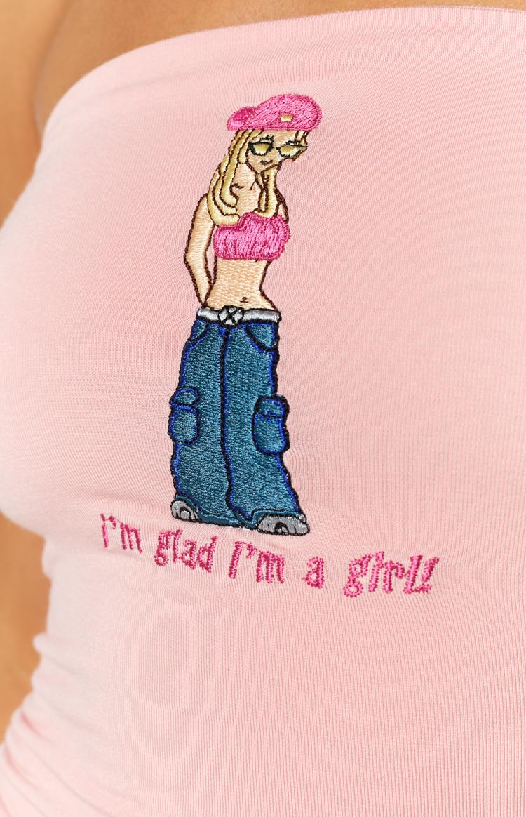 OMIGHTY Glad To Be A Girl Top Pink