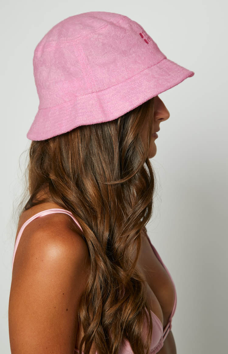 Beginning Pink Terry Towel Bucket Hat