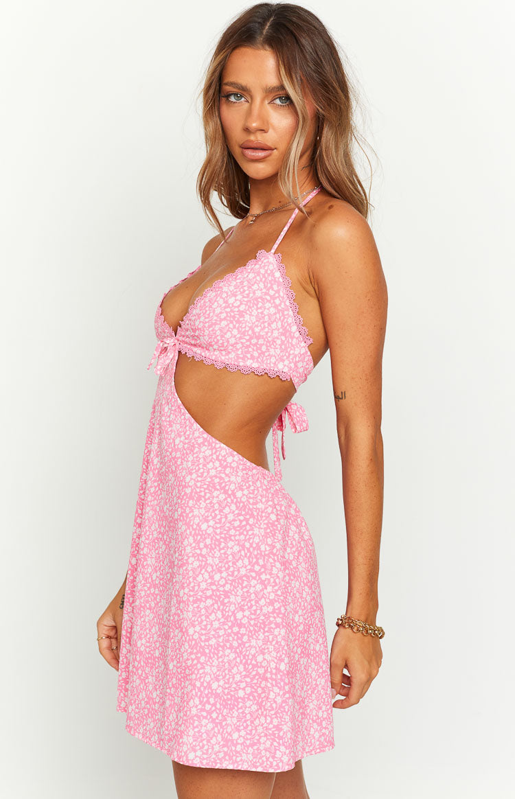 Sugar Pink Floral Mini Dress