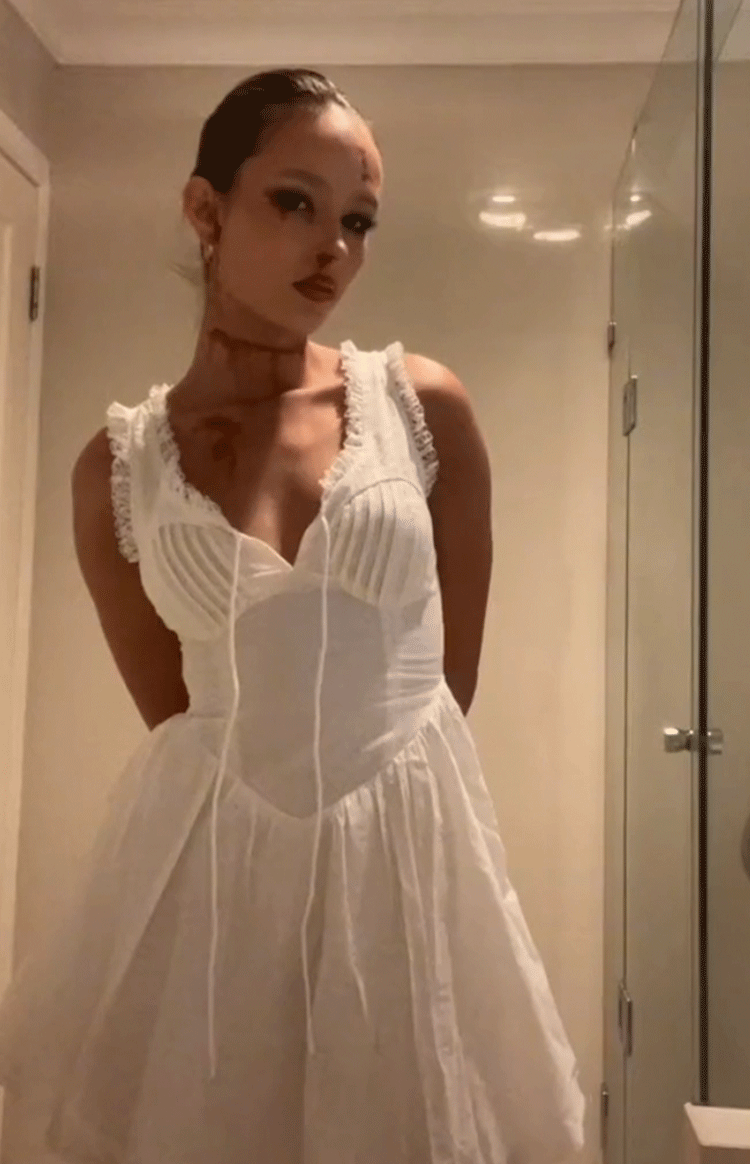 Posey White Frill Mini Dress