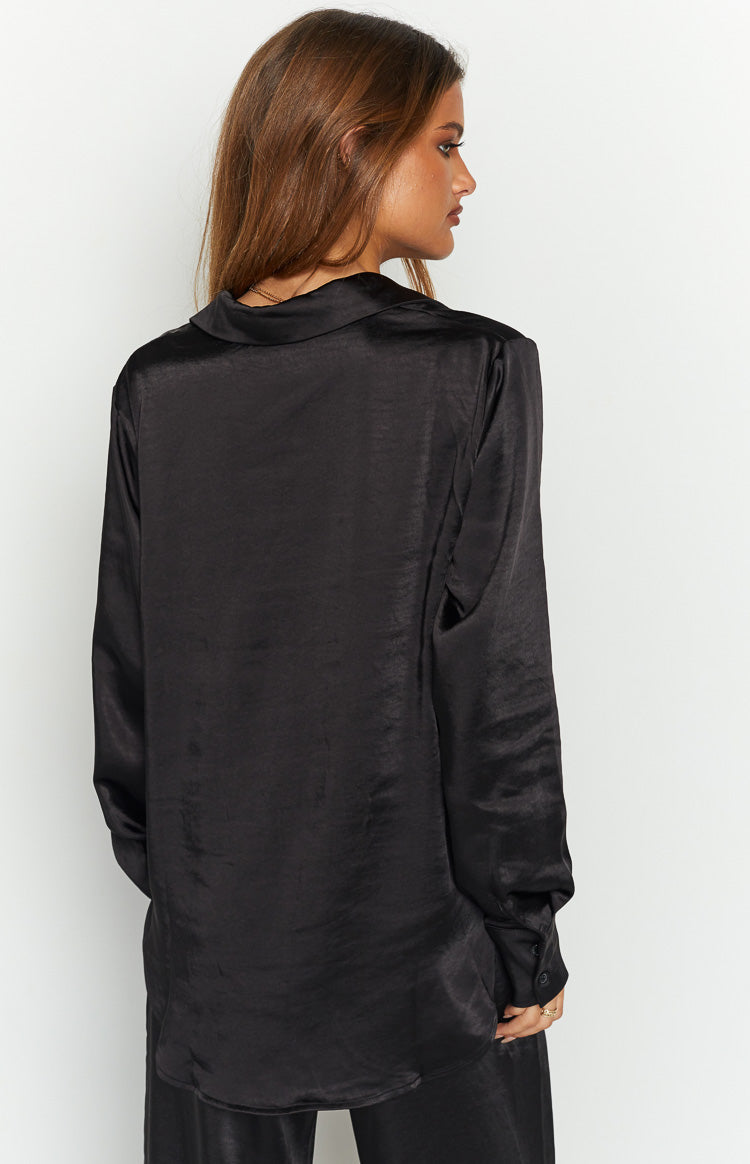 Livia Black Satin Shirt