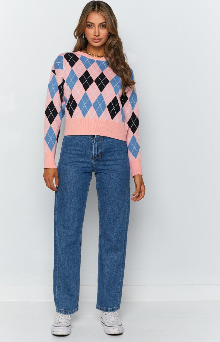 Raelyn Check Jumper Pink
