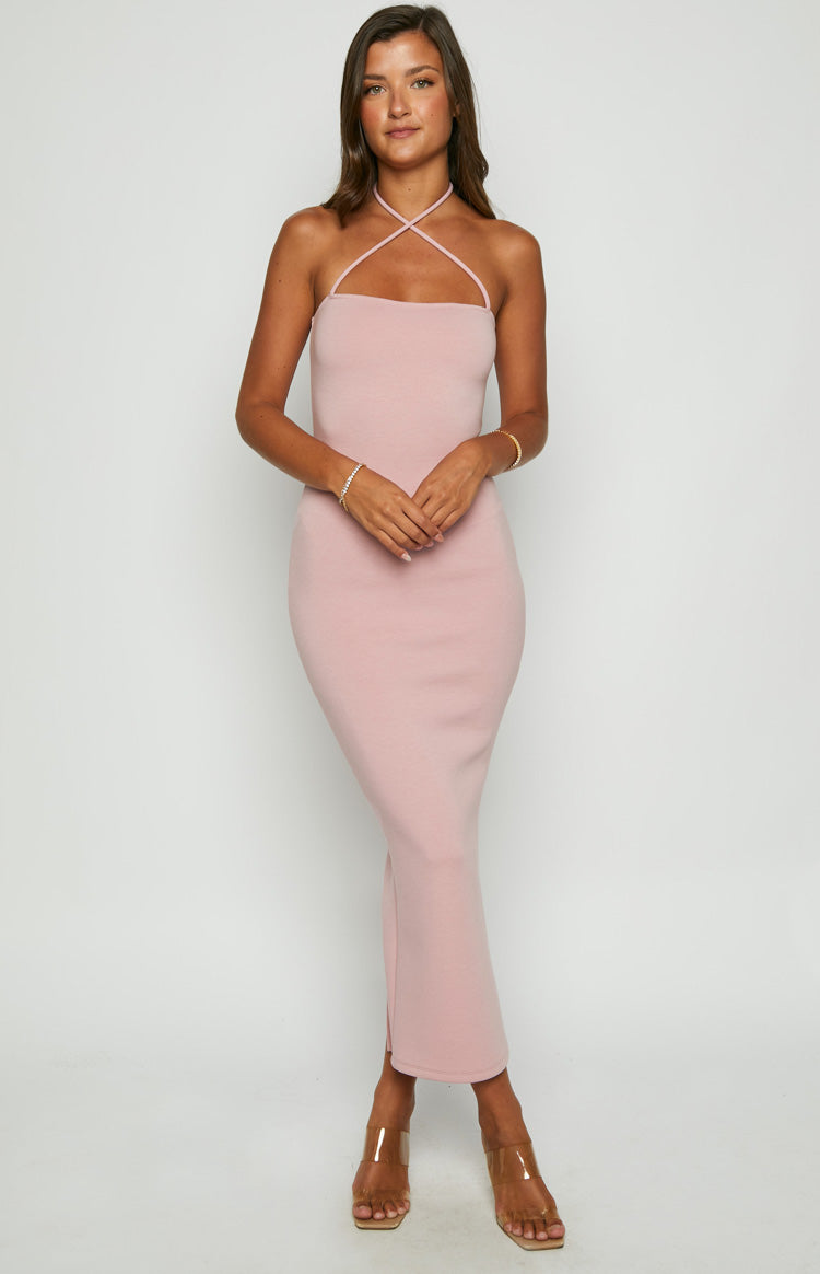 Brynlee Pink Halter Midi Dress