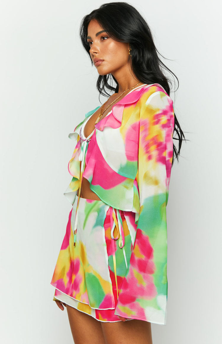 Kazan Floral Print Frill Top