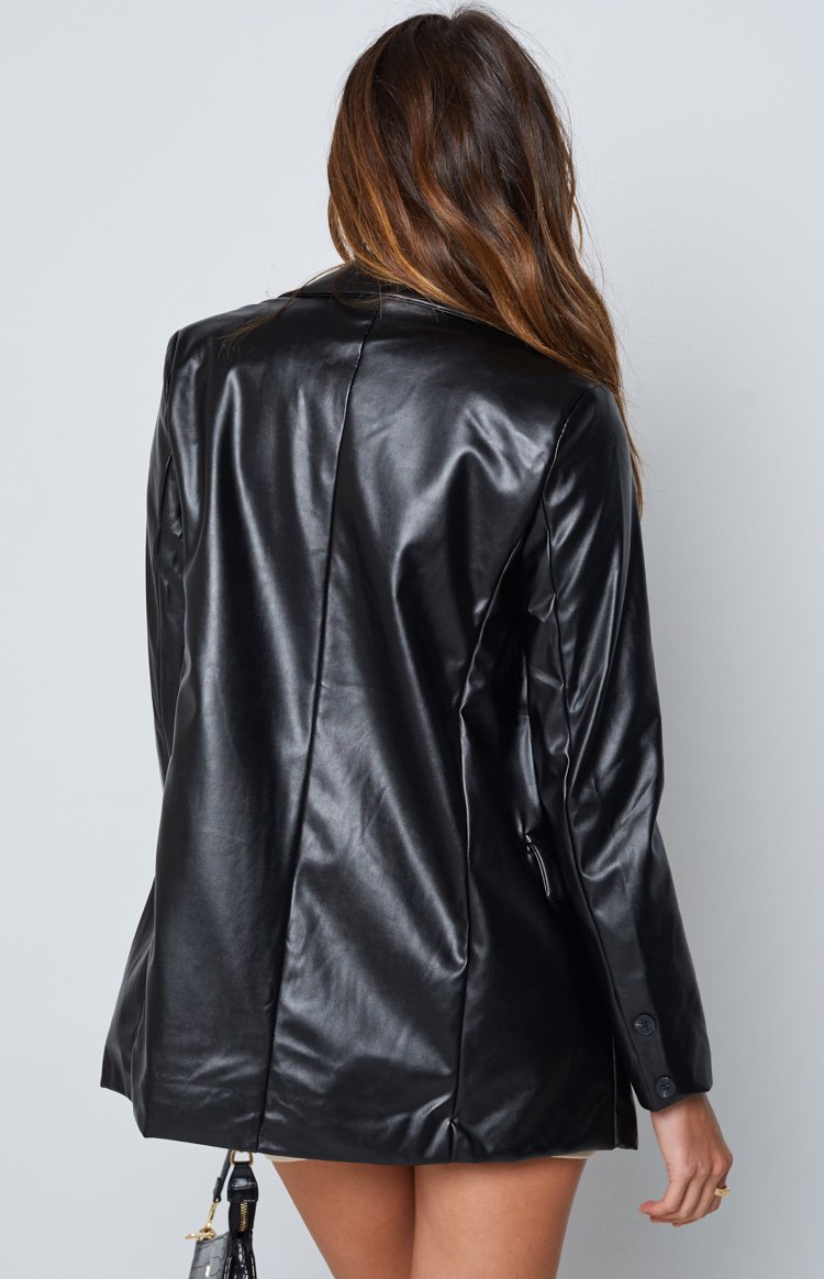 Zina PU Blazer Black