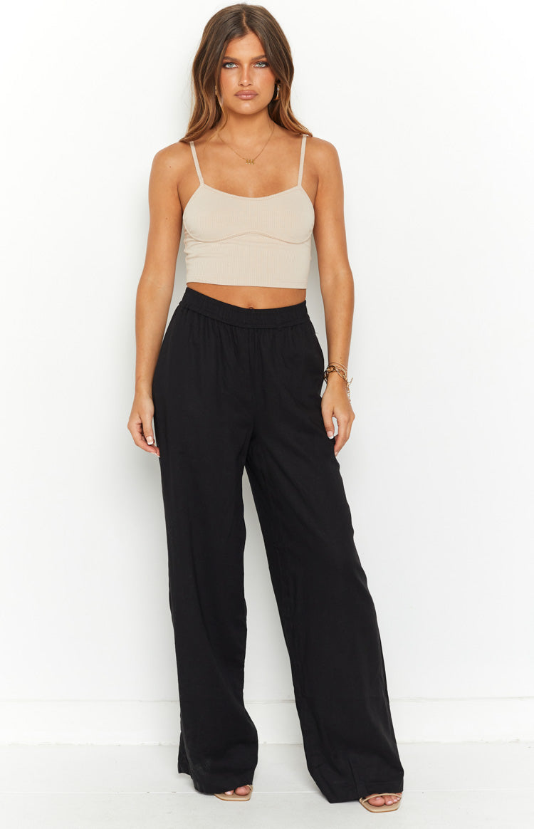 Caelyn Black Linen Blend Pants