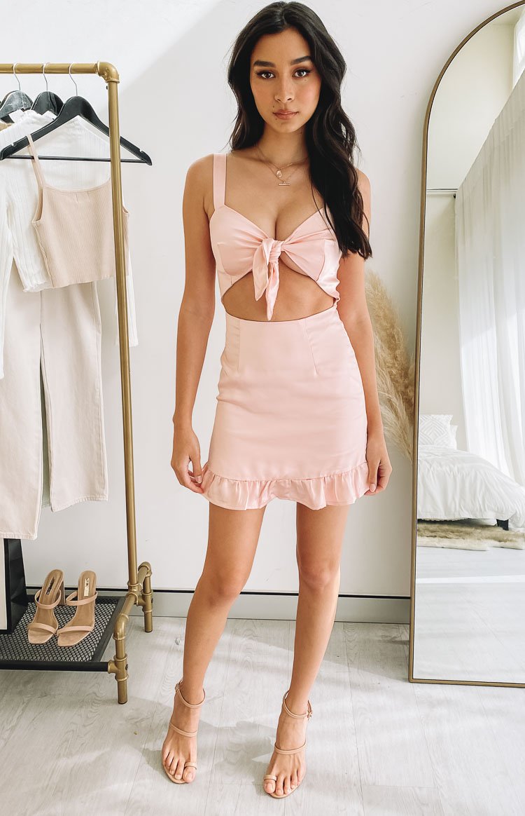 Faithful Mini Dress Pink Satin
