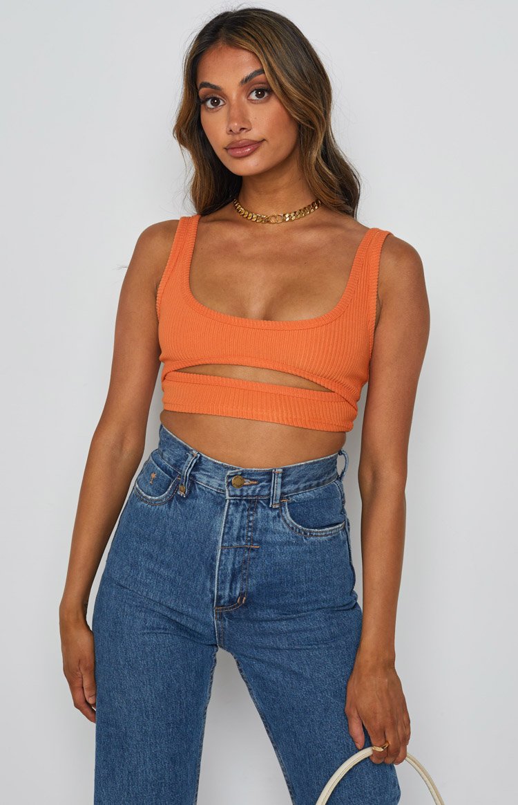 Trail Rib Crop Top Orange