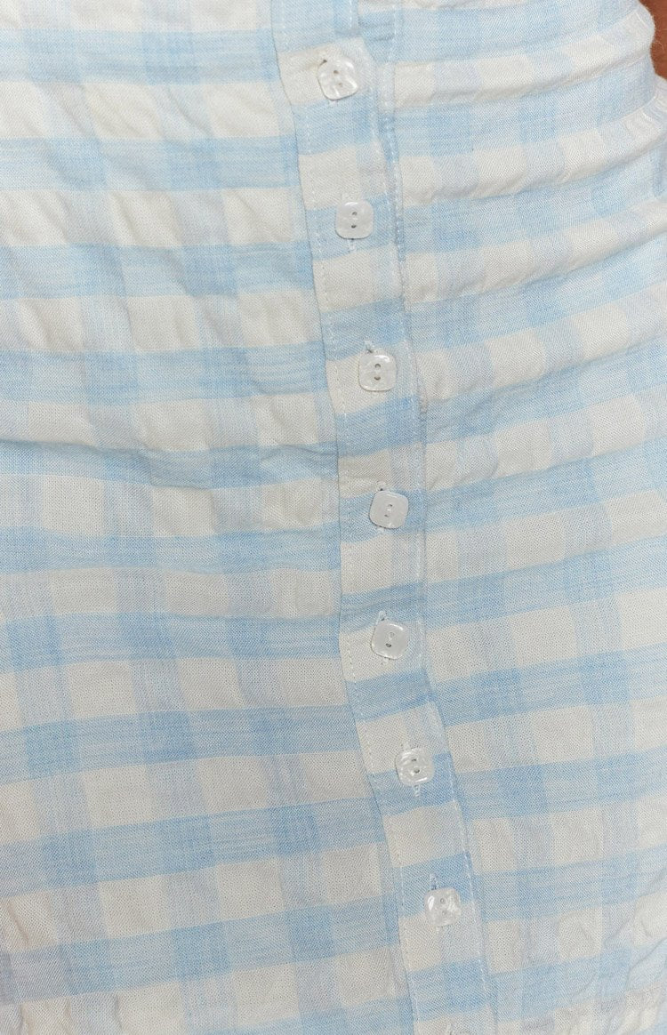 Sol Button Up Skirt Blue Gingham