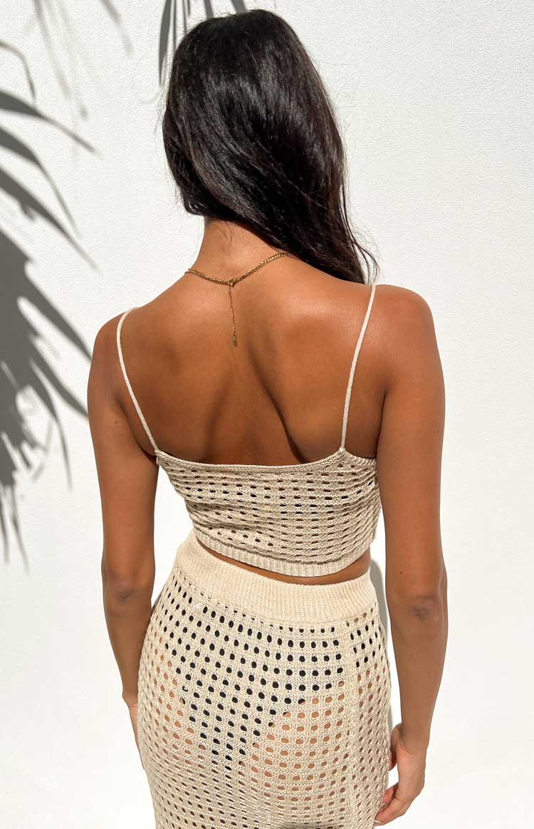 Sonnie Beige Crochet Crop Top