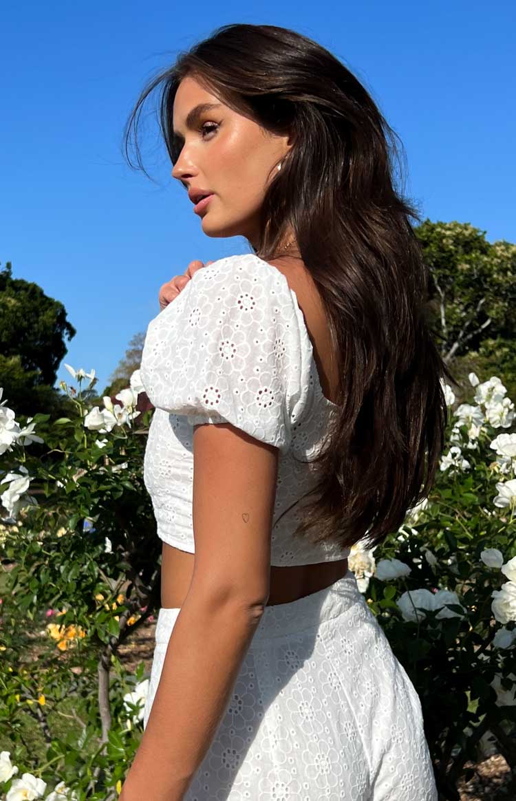 Lenni White Short Sleeve Top