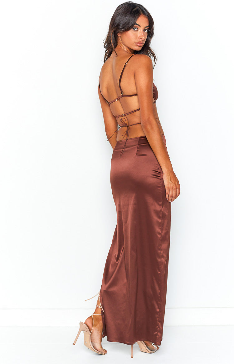 Gigi Brown Maxi Skirt