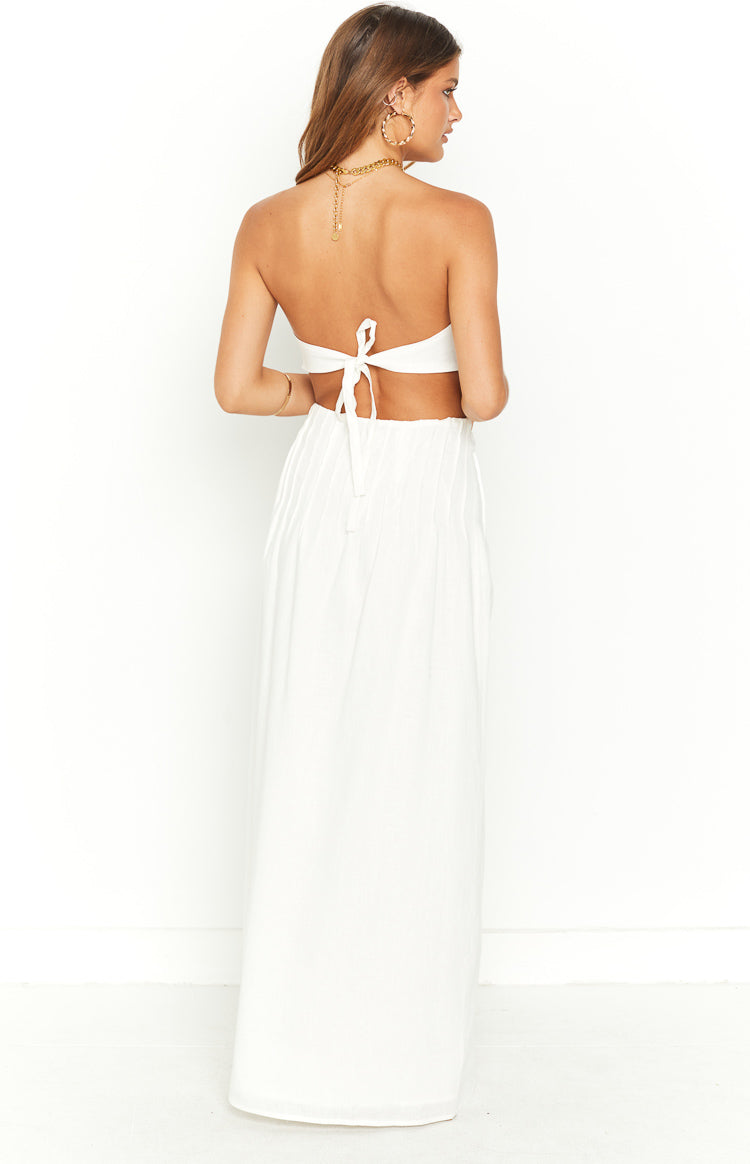 Bronte White Linen Blend Maxi Dress