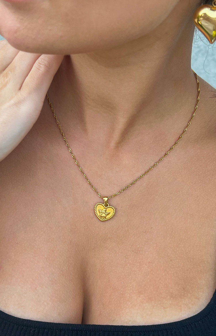 Angel Girl Gold Stainless Steel Necklace