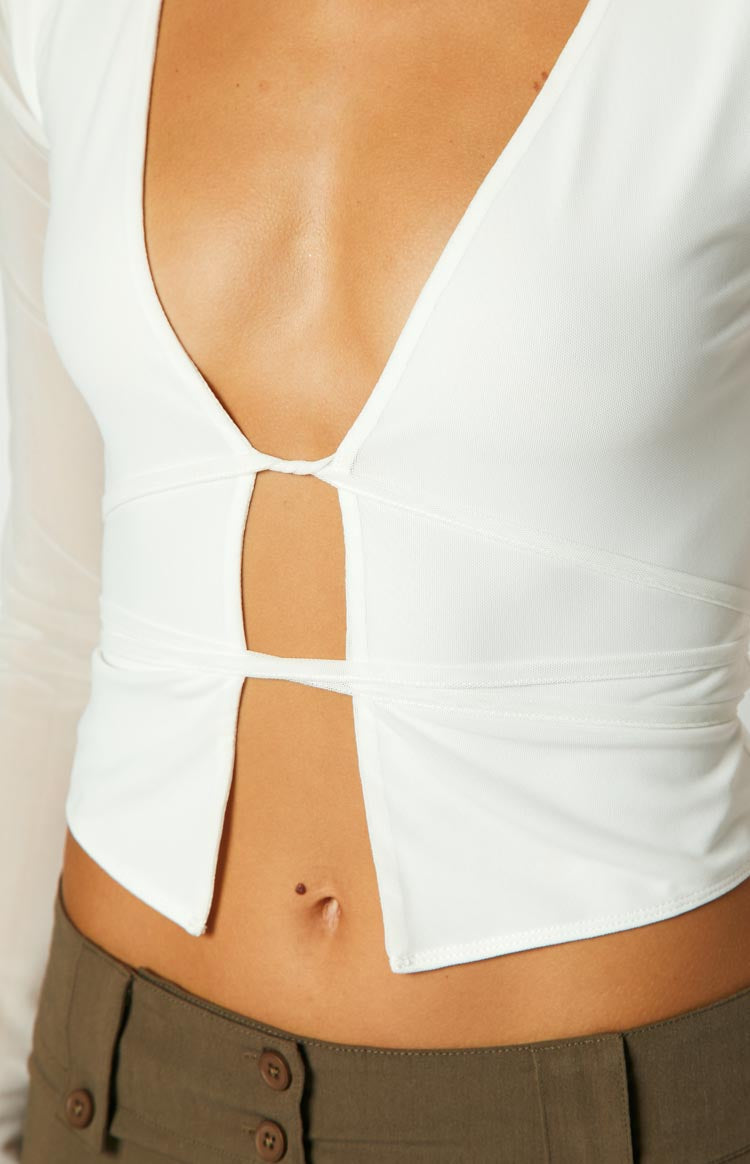 Onnika White Long Sleeve Top