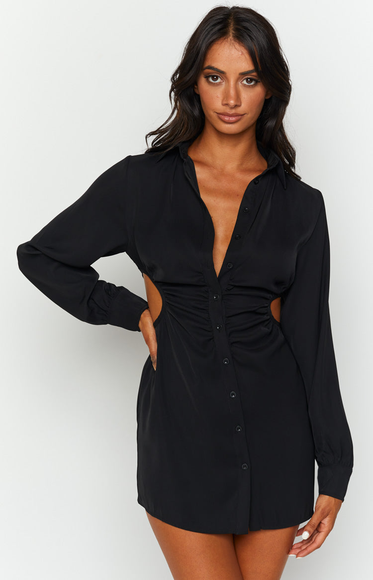 Boss Chick Black Mini Shirt Dress