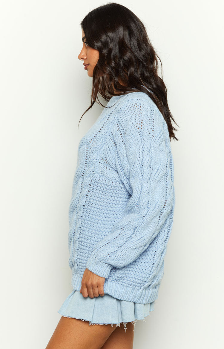 Everlea Blue Cable Knit Sweater