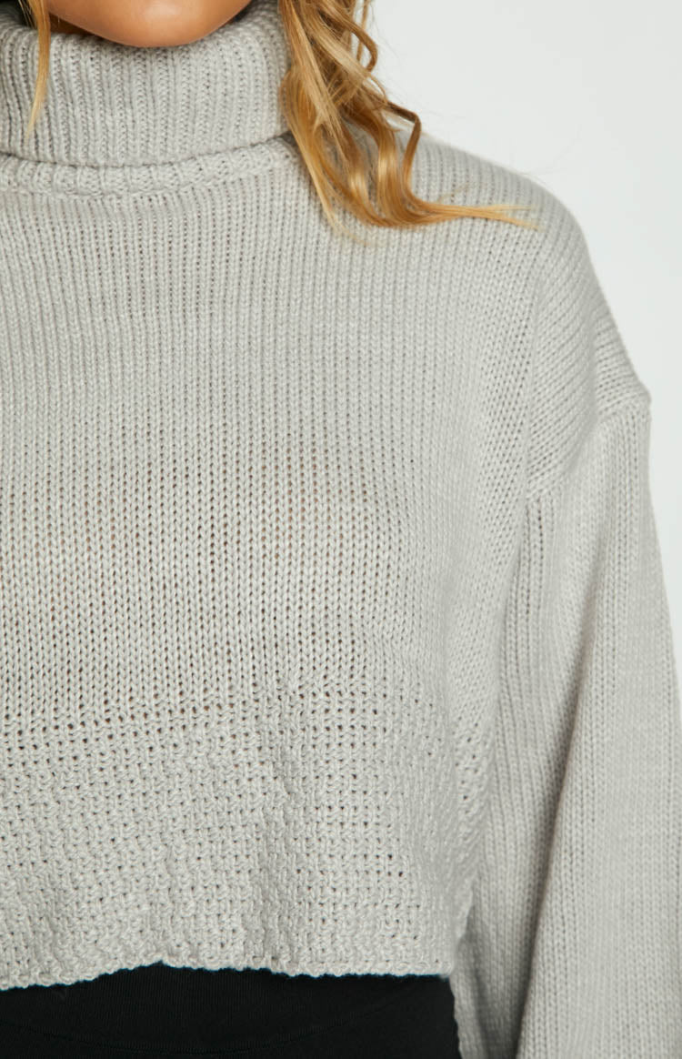 Betty Grey Chunky Roll Neck Sweater
