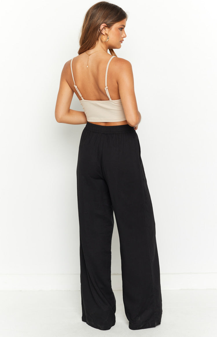Caelyn Black Linen Blend Pants