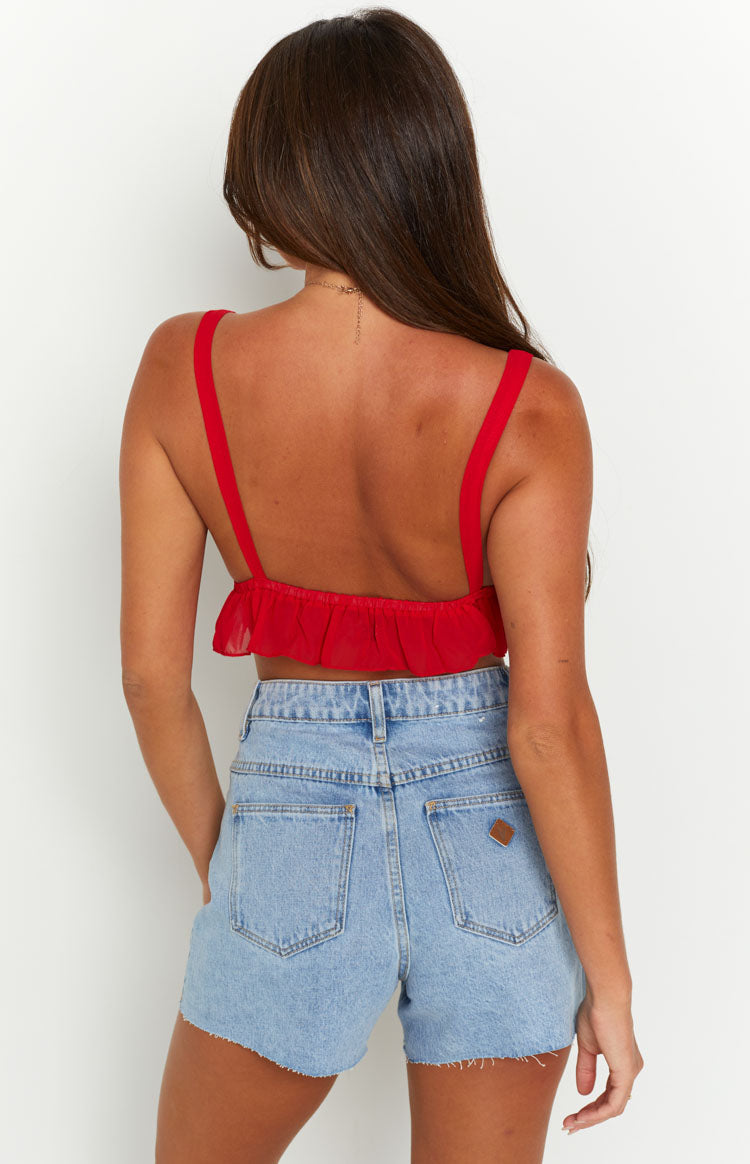 Poppy Red Crop Top